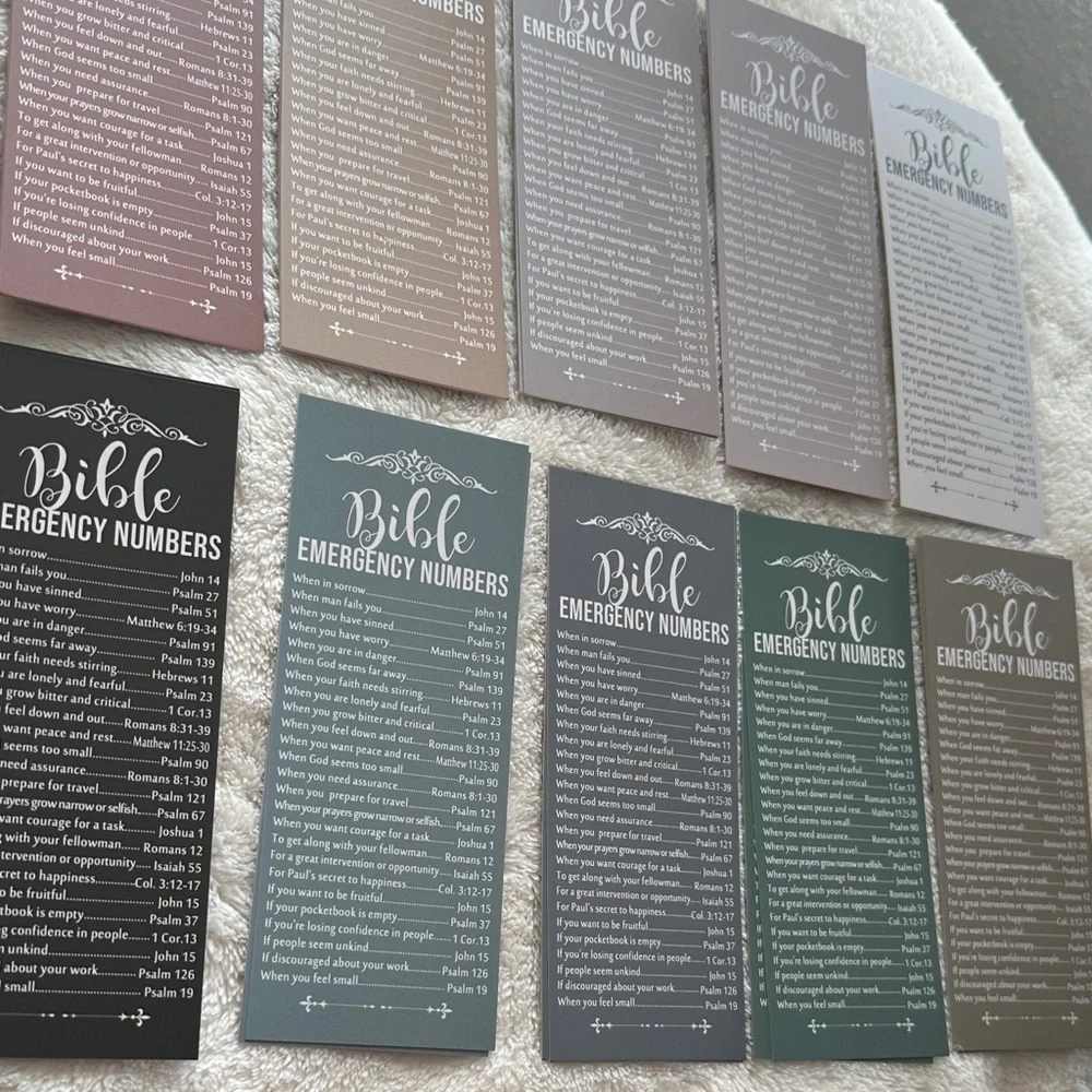 Bible Emergency Numbers Bookmarks Set of 20 6” x 2.5” Invitation to Christ NWT